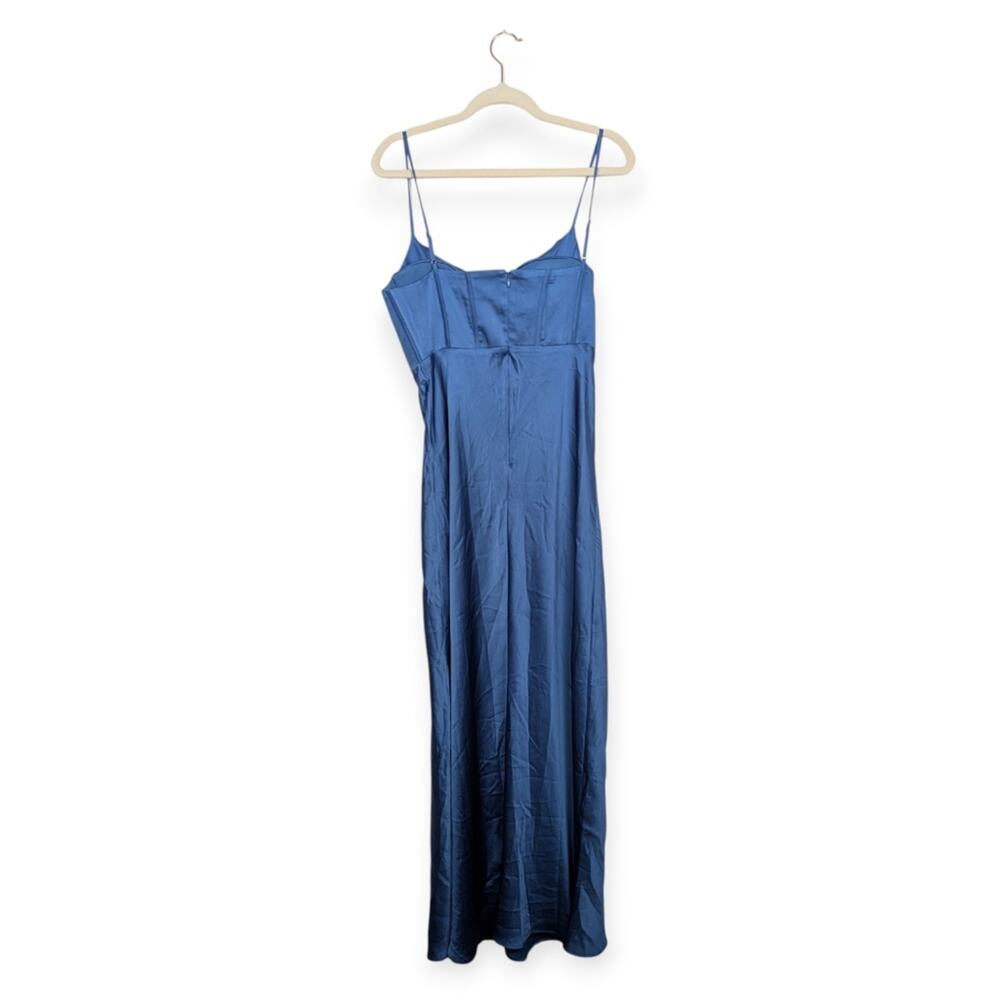 ASTR The Label Cannes Maxi Dress M Blue Satin Bustier Formal Evening Elegant - Picture 3 of 11